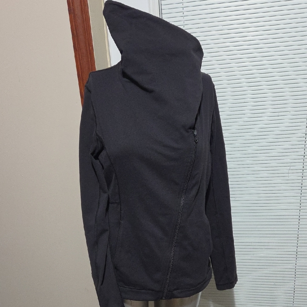 Lucy Black Asymmetrical Zip Hooded Jacket